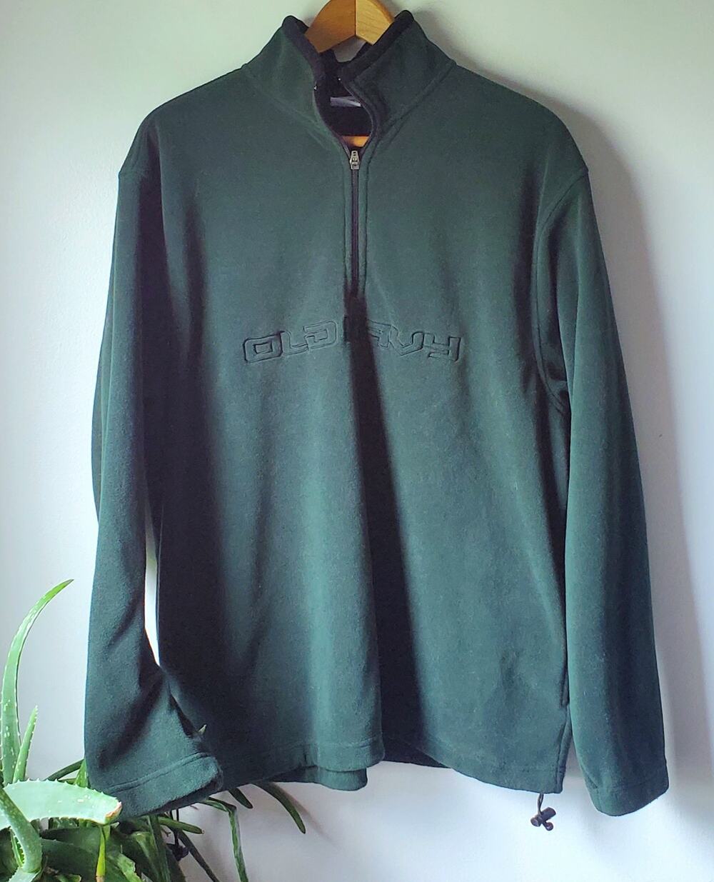 Old Navy Green Long Sleeve 1/4 Zip Pullover Fleece Mens Size XL Cabincore Sports